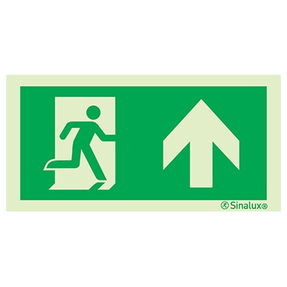 [F0131F12601EVFR] Signalisation une face, évacuation ISO 7010 – flèche haut, PVC photoluminescent (1200x600)