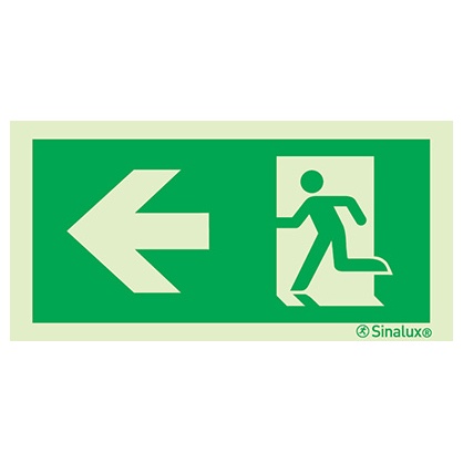 Signalisation une face, évacuation ISO 7010 – flèche gauche, aluminium