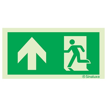Signalisation à suspendre, évacuation ISO 7010 – flèche haut (variante), PVC photoluminescent