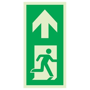 Signalisation une face, évacuation piliers ISO 7010 – flèche haut, PVC photoluminescent