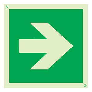 [F0121F15152EVFR] Signalisation drapeau, indication directionnelle additionnelle – flèche, PVC photoluminescent (150x150)
