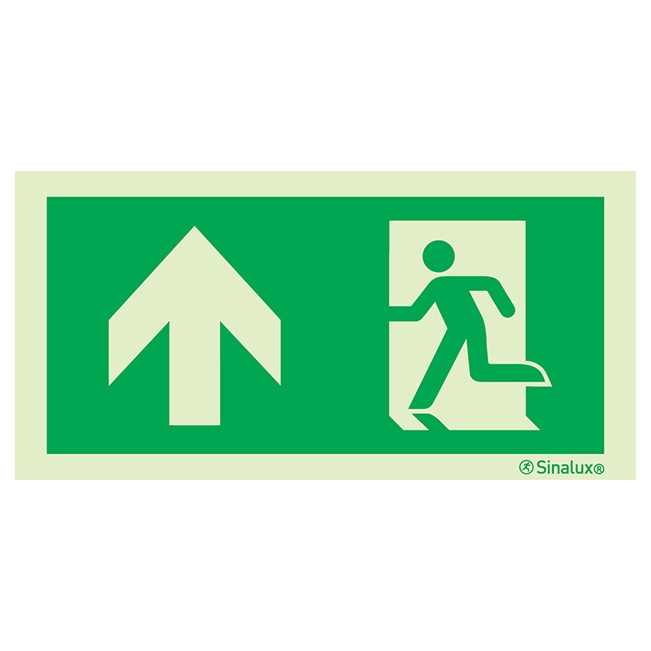 Signalisation drapeau, évacuation ISO 7010 – flèche haut (2), PVC photoluminescent