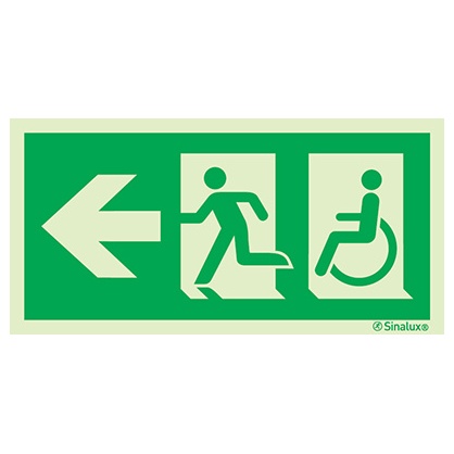 Signalisation drapeau, repérage itinéraire PMR – flèche gauche (1), PVC photoluminescent