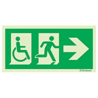 Signalisation drapeau, repérage itinéraire PMR – flèche droite, PVC photoluminescent