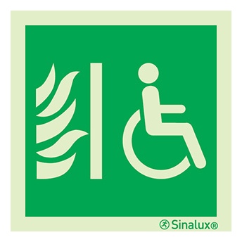 [F0321F15152EDFR] Signalisation drapeau, espace d’attente sécurisé, PVC photoluminescent (150x150)