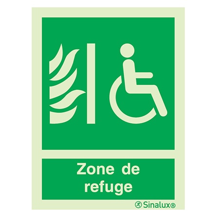 Signalisation drapeau, zone de refuge (texte) (1), PVC photoluminescent