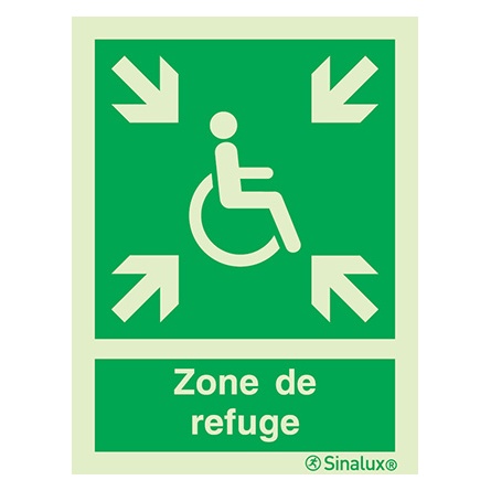 Signalisation drapeau, zone de refuge (texte) (2), PVC photoluminescent