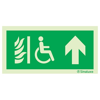 Signalisation drapeau, espace d’attente sécurisé – flèche haut, PVC photoluminescent