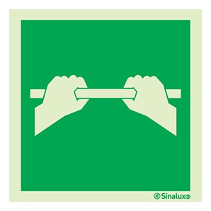 Signalisation une face, ouverture porte – « Appuyez sur la barre pour ouvrir », PVC photoluminescent