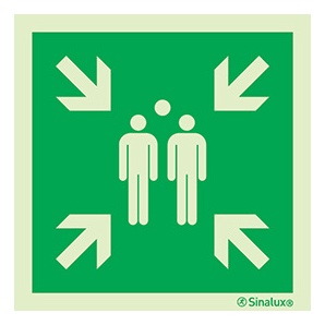 Signalisation drapeau, point de rassemblement, PVC photoluminescent