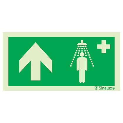 Signalisation drapeau, douche de sécurité – flèche haut, PVC photoluminescent