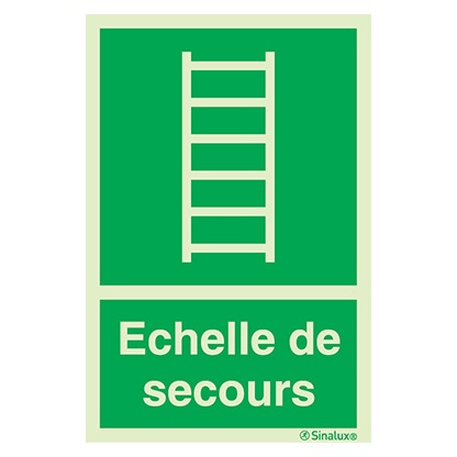 [F0821F15202EQFR] Signalisation drapeau, échelle de secours (texte), PVC photoluminescent (150x200)