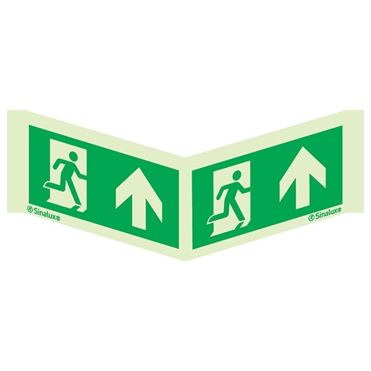 Signalisation panoramique, évacuation ISO 7010 panoramique – flèche haut, PVC photoluminescent