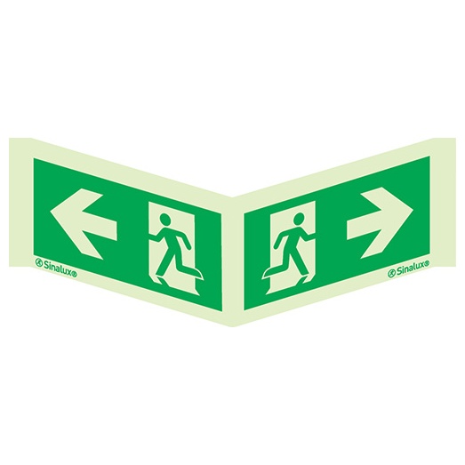 [F0908F2010PPNFR] Signalisation panoramique, évacuation ISO 7010 panoramique (2), PVC photoluminescent (200x100)