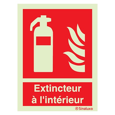 Signalisation une face, extincteur à l’intérieur avec texte (ISO 7010), PVC photoluminescent