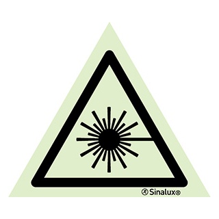 Signalisation une face, signal de danger – rayonnement laser, PVC photoluminescent