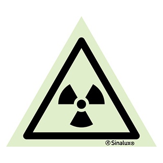 Signalisation une face, signal de danger – matières radioactives / radiations ioniques, PVC photoluminescent