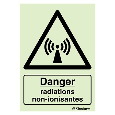 Signalisation une face, radiations non ionisantes – avec texte, PVC photoluminescent
