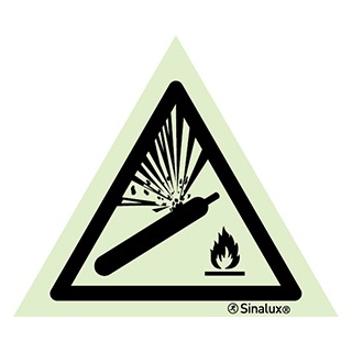 Signalisation une face, signal de danger – cylindre sous pression, PVC photoluminescent