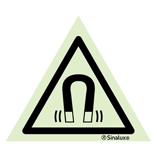 Signalisation une face, signal de danger – champ magnétique important, PVC photoluminescent