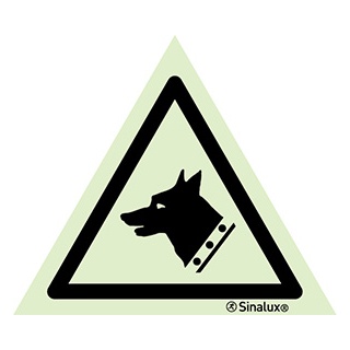 Signalisation une face, signal de danger – attention chien de garde, PVC photoluminescent
