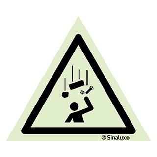 Signalisation une face, signal de danger – chute d’objets, PVC photoluminescent