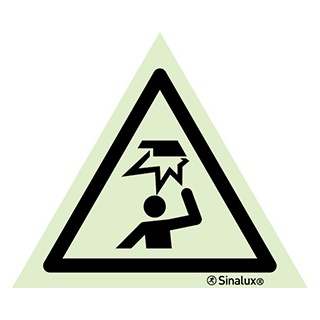 Signalisation une face, signal de danger – attention à la tête, PVC photoluminescent