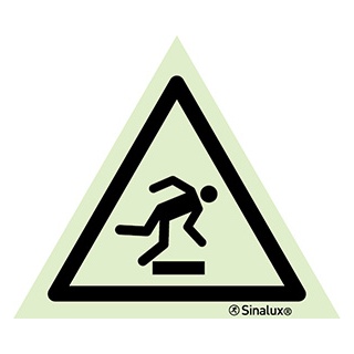 Signalisation une face, signal de danger – risque de trébuchement, PVC photoluminescent