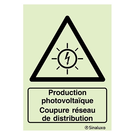 Signalisation une face, production photovoltaïque – avec texte, PVC photoluminescent