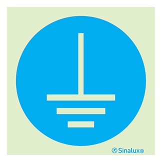 [F3604F15151OBFR] Signalisation une face, mise à la terre obligatoire, PVC photoluminescent (150x150)