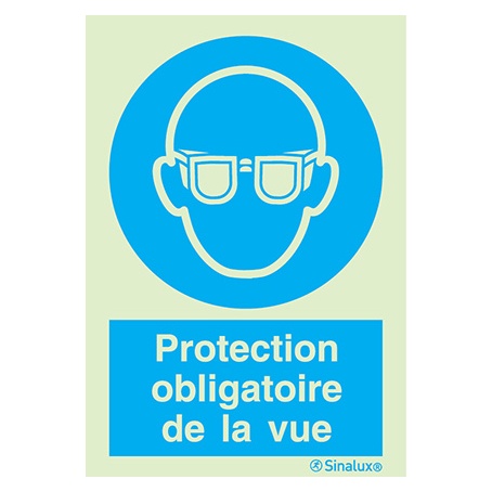 [F3753F15201OBFR] Signalisation une face, protection de la vue obligatoire – avec texte, PVC photoluminescent (150x200)
