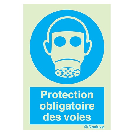 [F3755F15201OBFR] Signalisation une face, protection des voies respiratoires – avec texte, PVC photoluminescent (150x200)