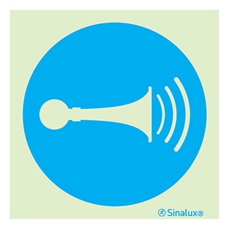 [F3811F15151OBFR] Signalisation une face, klaxonner, PVC photoluminescent (150x150)
