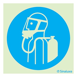 [F3816F15151OBFR] Signalisation une face, utiliser l’appareil respiratoire autonome, PVC photoluminescent (150x150)