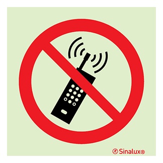 Signalisation une face, utilisation du portable interdite, PVC photoluminescent