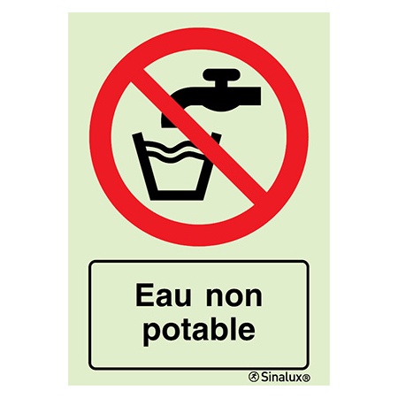 [F4151F15201POFR] Signalisation une face, eau potable interdite – avec texte, PVC photoluminescent (150x200)
