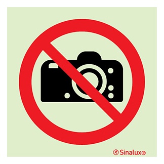 [F4210F15151POFR] Signalisation une face, interdiction de prendre des photos, PVC photoluminescent (150x150)