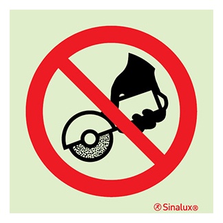 Signalisation une face, interdiction d’utiliser le disque abrasif avec la rectifieuse manuelle, PVC photoluminescent