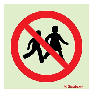 Signalisation une face, enfants interdits, PVC photoluminescent