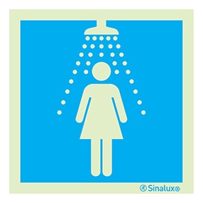 [F4763F15152IDFR] Signalisation drapeau, douche femmes, PVC photoluminescent (150x150)