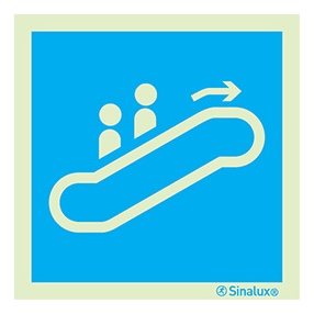 Signalisation une face, ascenseur (monte à droite), PVC photoluminescent