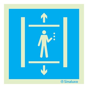 Signalisation une face, ascenseur, PVC photoluminescent
