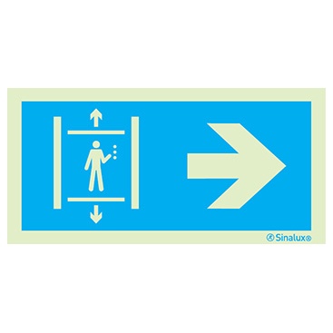 [F4951F20101IDFR] Signalisation une face, ascenseur à droite, PVC photoluminescent (200x100)
