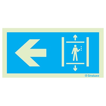 Signalisation une face, ascenseur à gauche, PVC photoluminescent