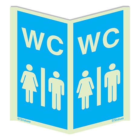 [F5023F1020PPNFR] Signalisation panoramique, panoramique – WC hommes et femmes, PVC photoluminescent (100x200)