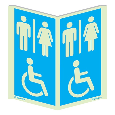 [F5024F1020PPNFR] Signalisation panoramique, panoramique – WC hommes, femmes et PMR, PVC photoluminescent (100x200)