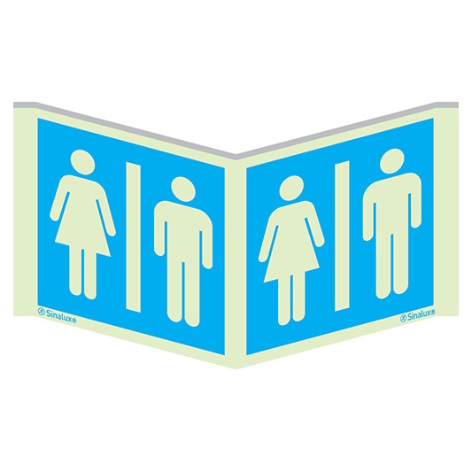 Signalisation panoramique, panoramique – toilette hommes et femmes, PVC photoluminescent