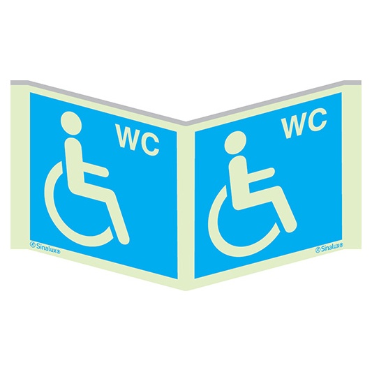 [F5053F1010PPNFR] Signalisation panoramique, panoramique – WC PMR, PVC photoluminescent (100x100)