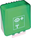 SecuBox® Midi avec couvercle vert pour le stockage de 2 flacons de rinçage oculaire (250/500 ml).