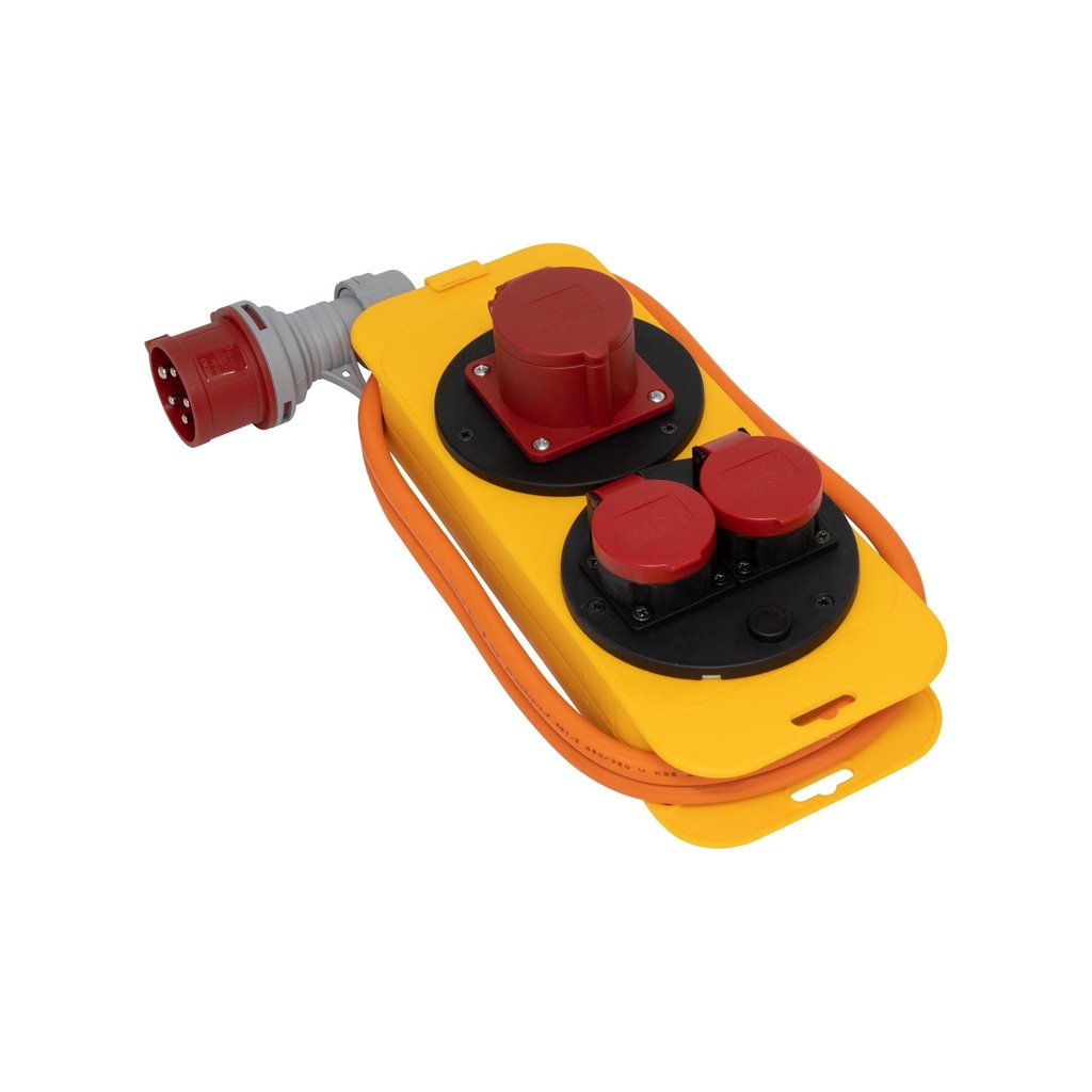 Station multiprise CEE 2m K35 5G1.5, Fiche CEE 5p 400 V/16 A (IP44), Prise 1xCEE/5 (IP44) + 2xT25 400V/16A (IP55) *CH*